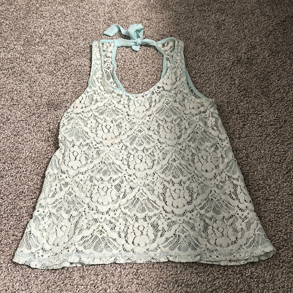 Mint Green Lace Tank Top